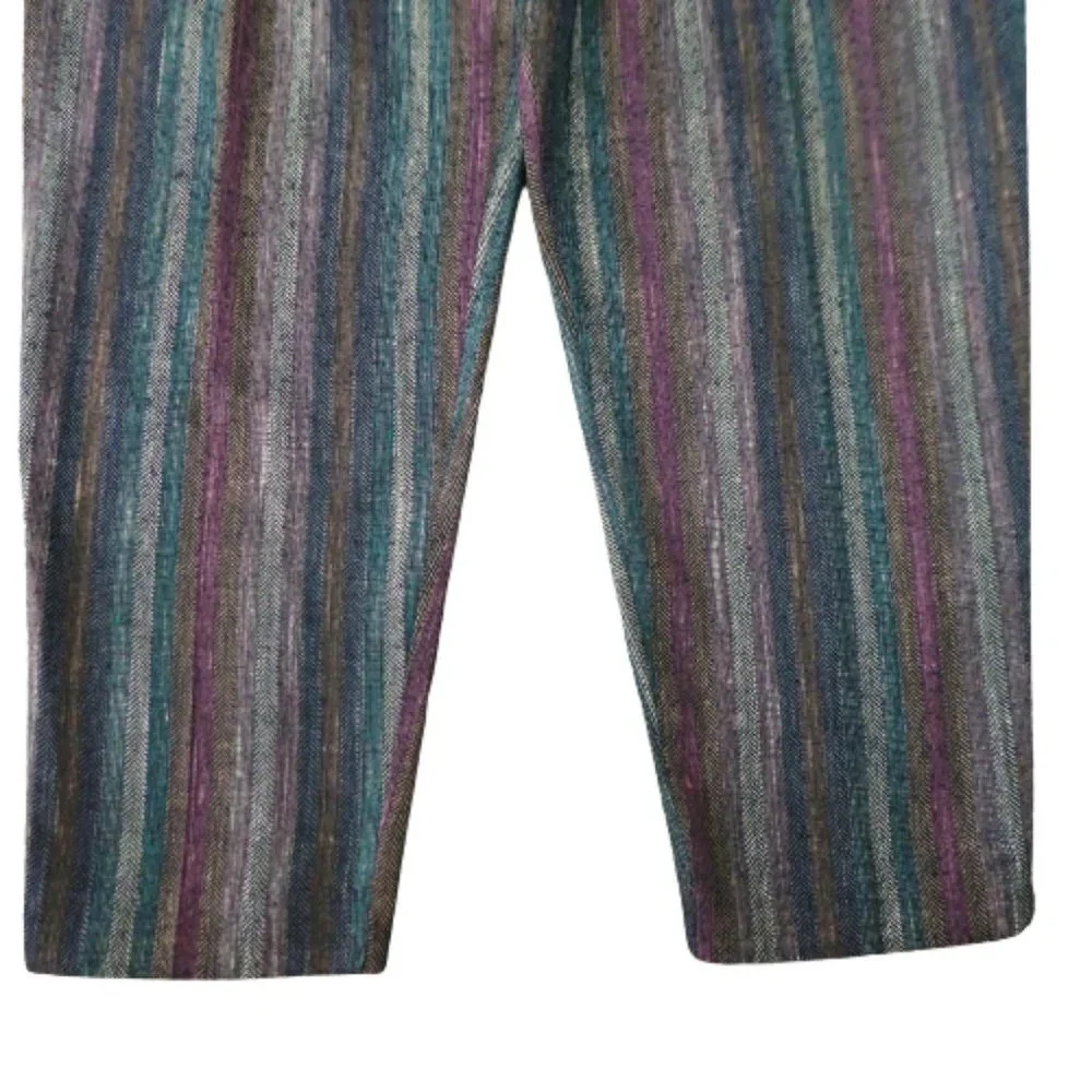 30x27 Vintage Happy Legs Rainbow Herringbone Trouser Pants High Waist Pockets L